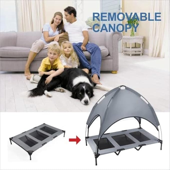 Large Elevated Dog Bed with Canopy 48IN Outdoor