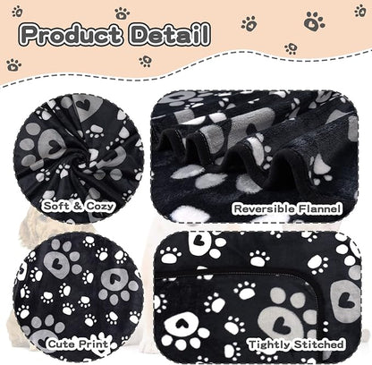 1 Pack 3 Dog Blankets for Small Dogs, Soft Fleece Dog Blanket Fluffy Pet Blanket Warm Sleep Mat Cute Paw Print Puppy Cat Blanket, Flannel Throw for Washable Dog Bed, Blanket for Dogs, 23"X16"