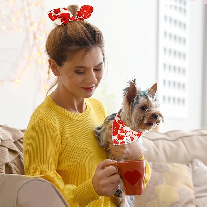 E-Clover Mothers Day Dog Bandana & Matching Scrunchie-Heart