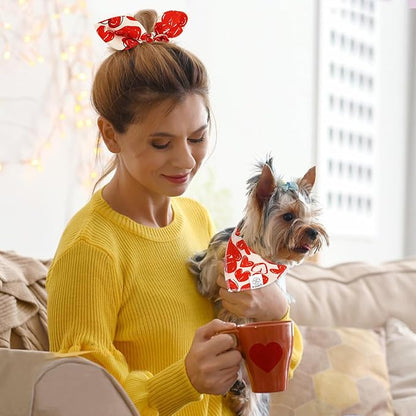 E-Clover Mothers Day Dog Bandana & Matching Scrunchie-Heart