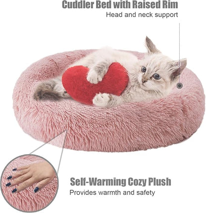 Aurako Cat Bed Dog Bed Round Cushion Pet 16" Rose