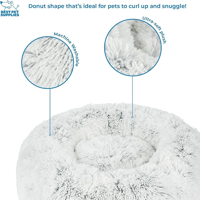 Best Pet Supplies Round Donut Dog Bed with Plush Faux Fur Fabric 27x27x7.5''