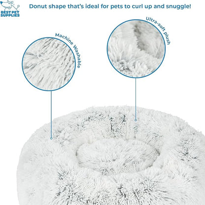 Best Pet Supplies Round Donut Dog Bed with Plush Faux Fur Fabric 27x27x7.5''