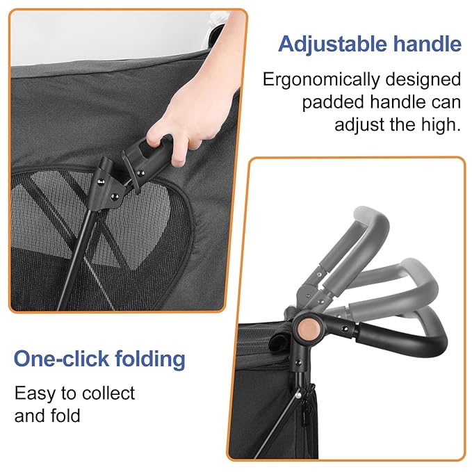 Dog Stroller Pet 4 Wheels,