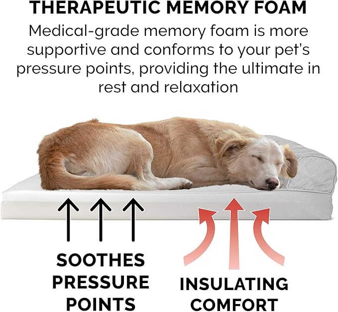 Furhaven Memory Foam Dog Bed for Medium/Small Dogs w/ Removable Bolsters & Washable Cover 35 lbs