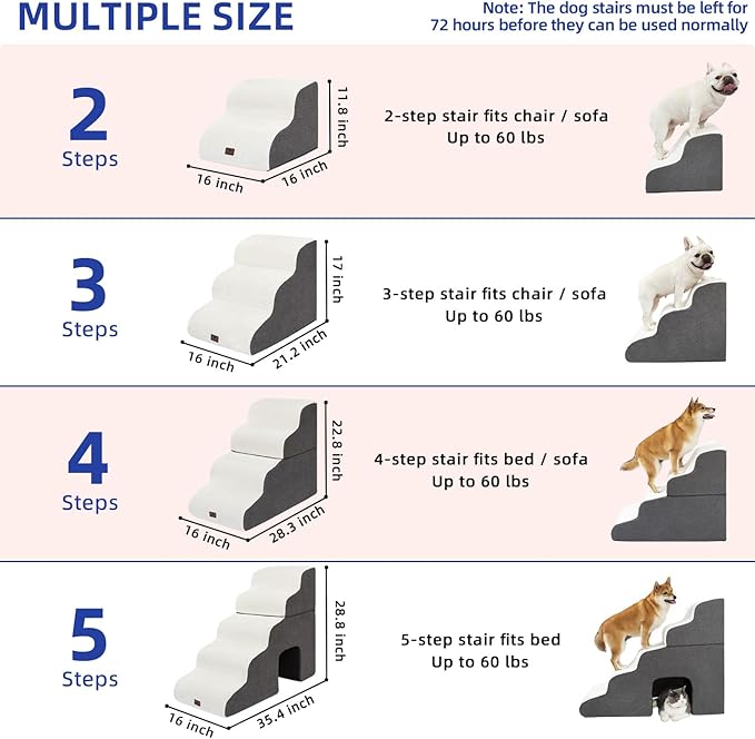 Pettycare Dog Stairs Ramp for High Beds and Couch 4 Steps,Beige