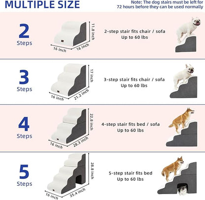 Pettycare Dog Stairs Ramp for High Beds and Couch 2 Steps,Beige