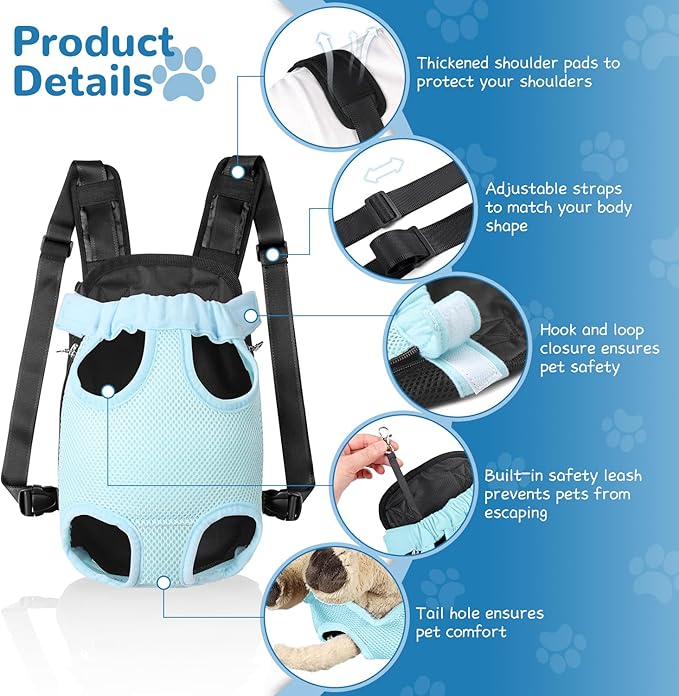 YUDODO Pet Dog Carrier Backpack Adjustable Dog Front Carrier 1), B-Sky)
