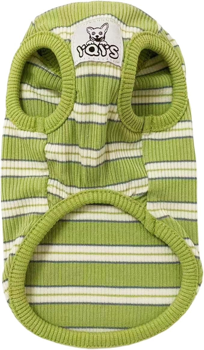 YQYS Dog Shirts Multi-color Striped Cotton Vest for Small Dogs and Cats Puppy Clothes Teacup Dog Clothing Tank Top for Chihuahua Miniature Pinscher Green XXSmall