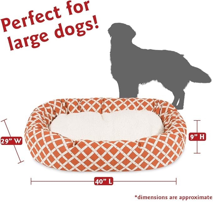 40 inch Burnt Orange Bamboo Sherpa Bagel Dog Bed