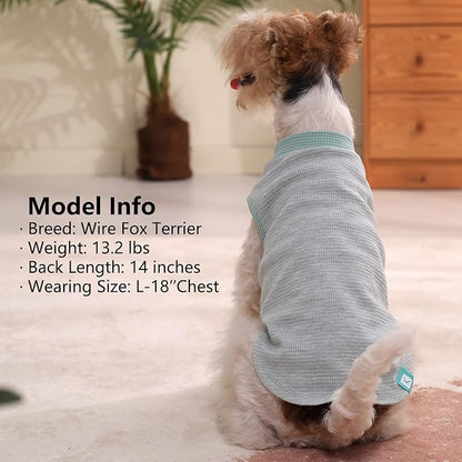 KYEESE 2Pack Dog Shirts Waffle for Small Dogs Stretchy Dog T-Shirts Lightweight Dog Tank Top Sleeveless Dog Vest Breathable