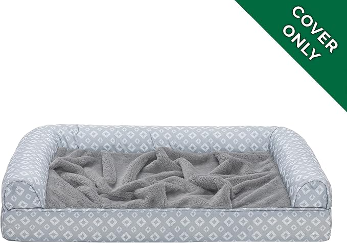 Furhaven Replacement Dog Bed Cover Plush & Diamond Print Nest Top Sofa-Style