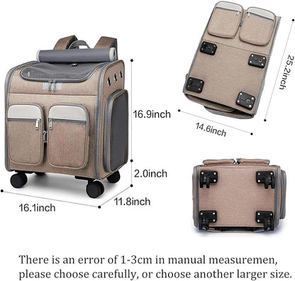 Wheeled Pet Carrier Backpack Breathable Pet Carrier