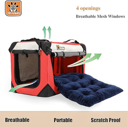 Extra Large Cat Carrier, Collapsible Dog Travel Crate, Soft-Sided, Lightweight, Anti-Scratch, Desingned for Large Cats & Small - Medium Dogs - Ideal for Indoor & Outdoor, Comfy Bed Pillow Included