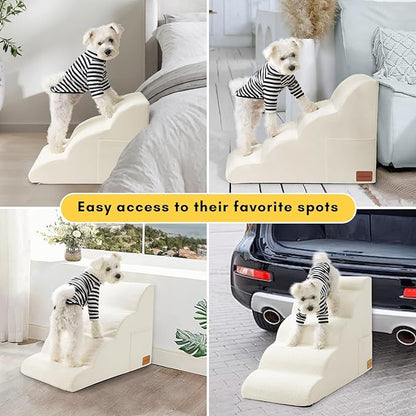 Dog Stairs for Small Dogs 5 Tiers Step,White,5 Steps