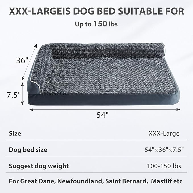 BFPETHOME Orthopedic Dog Beds for Large Dogs-Waterproof Sofa Dog Bed with Removable Washable Cover