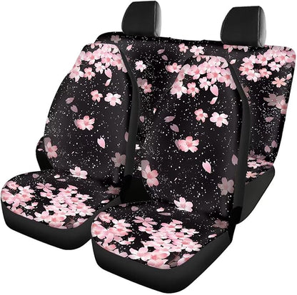 Cherry Blossom Vehicle Seat Covers Set Front Back 4 Travel