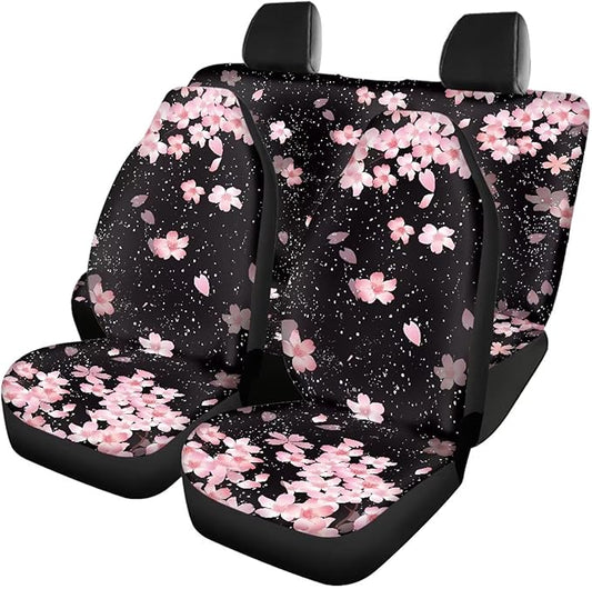 Cherry Blossom Vehicle Seat Covers Set Front Back 4 Travel