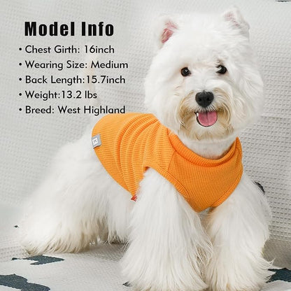 KYEESE 2Pack Waffle Dog Shirts for Small Dogs Stretchy Dog T-Shirts Lightweight Dog Tank Top Sleeveless Striped Dog Shirt Vest Breathable Cat Shirt