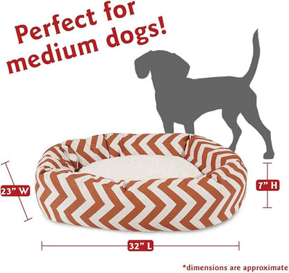 32 inch Burnt Orange Chevron Sherpa Bagel Dog Bed