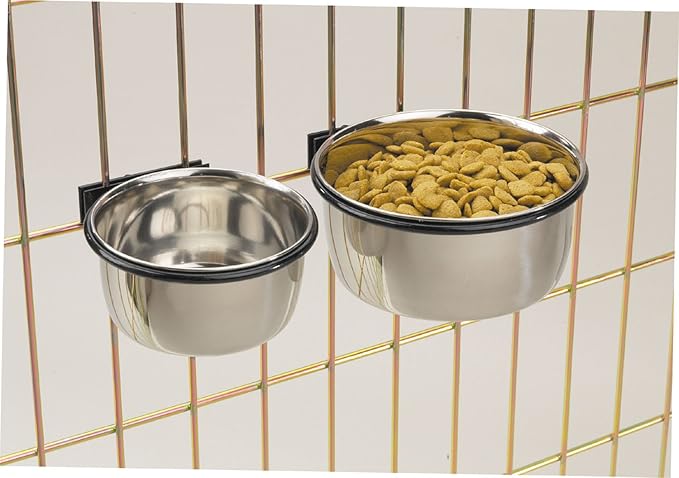 ProSelect 8-Ounce Stainless Steel Coop Cups for Pet Food – Pet Bowls Attaches Securely to Cage with Plate and Wingnut