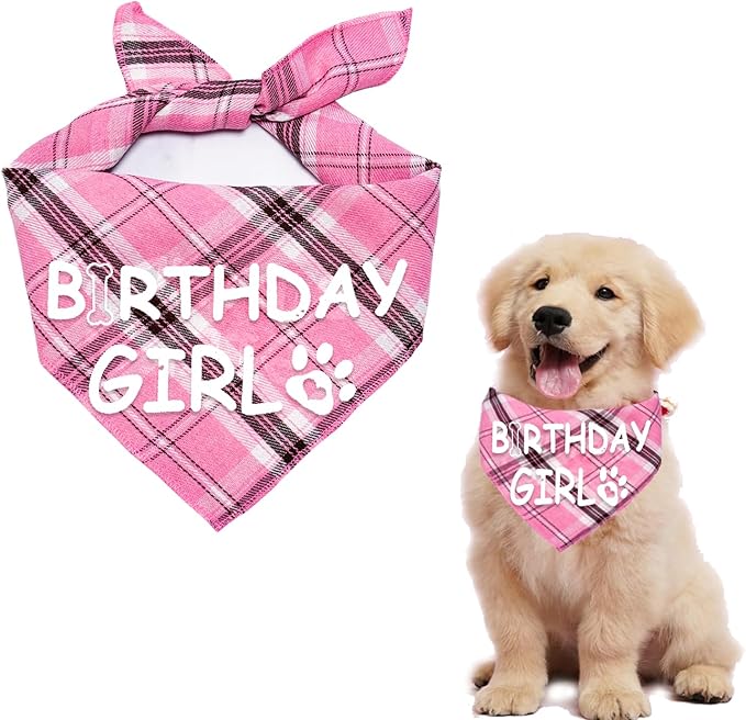 Dog Birthday Bandana Dog Birthday Boy Girl Dog Birthday Supplies for Small Medium Large Pet（light pink
