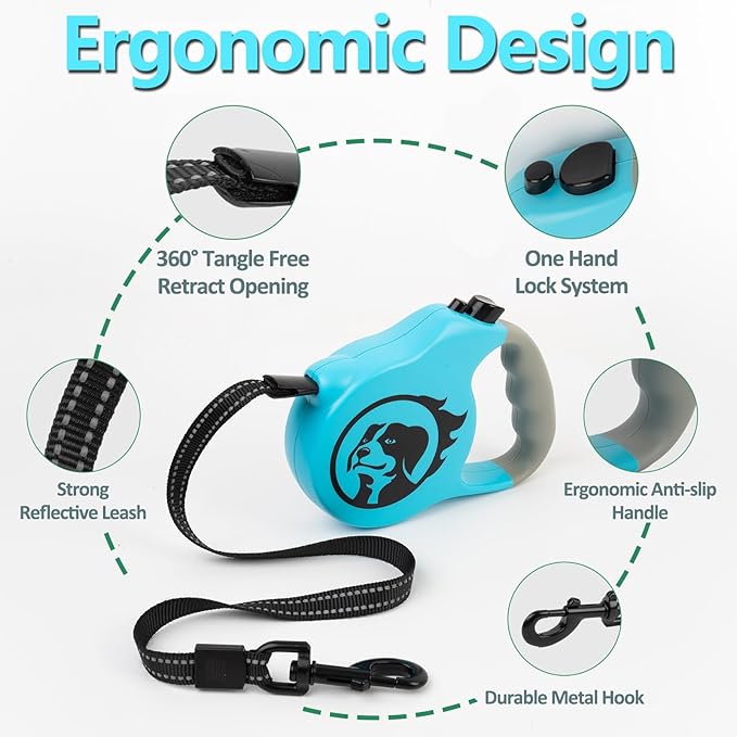 Retractable Dog Leash 16 Ft 110 Lbs,