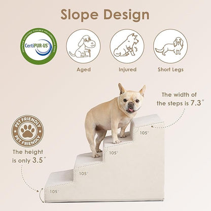 EHEYCIGA Dog Stairs for Small Dog 19.7”H 4-Step Slope