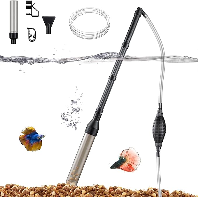 Carefree Fish Carbon Fiber Aquarium Cleaning Tools 6IN1 20~36Inches and Fish Tank Gravel Cleaner Water Changer Large