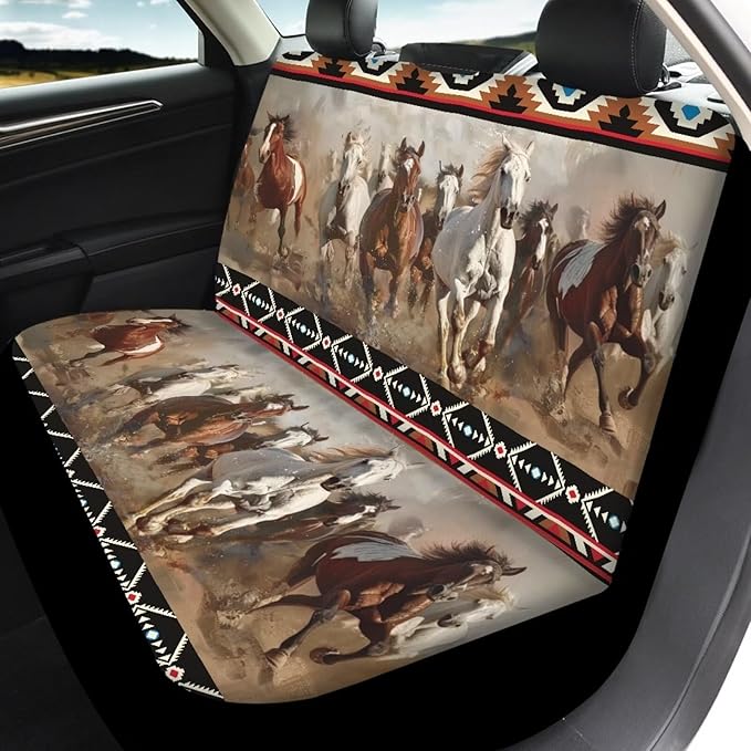 Horse Tribal Front Back Seat Cover Cute Seat