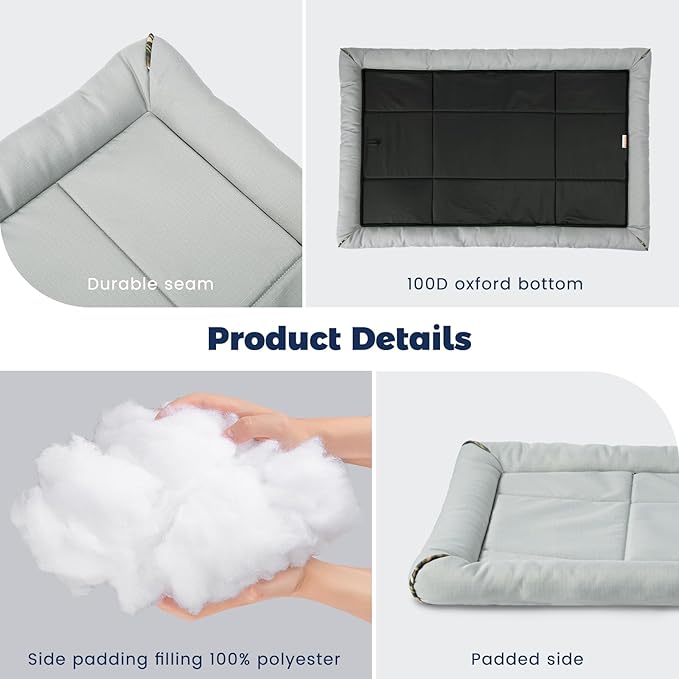 Miguel Oxford Ripstop Outdoor Waterproof Dog Bed for Metal Dog Crates Water-Resistant All Weather Pet Mat Durable Easy Wipe Clean Travel Indoor Outdoor Puppy Cat Crate Bed 48inch