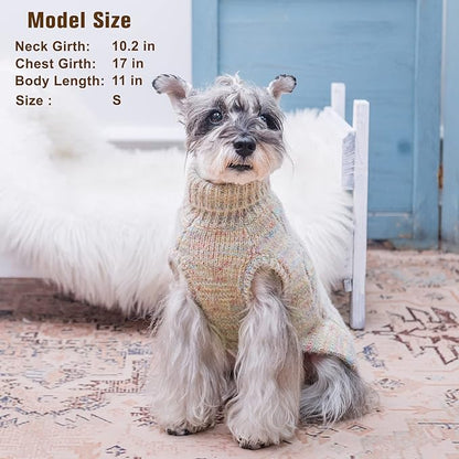 BEAUTYZOO Small Dog Sweater -Turtleneck Pullover Classic Cable Knit Fuzzy Winter Coat Dog Cold Weather Clothes for Small Medium Dogs Puppy Girl Boys(Gradient Beige, M)