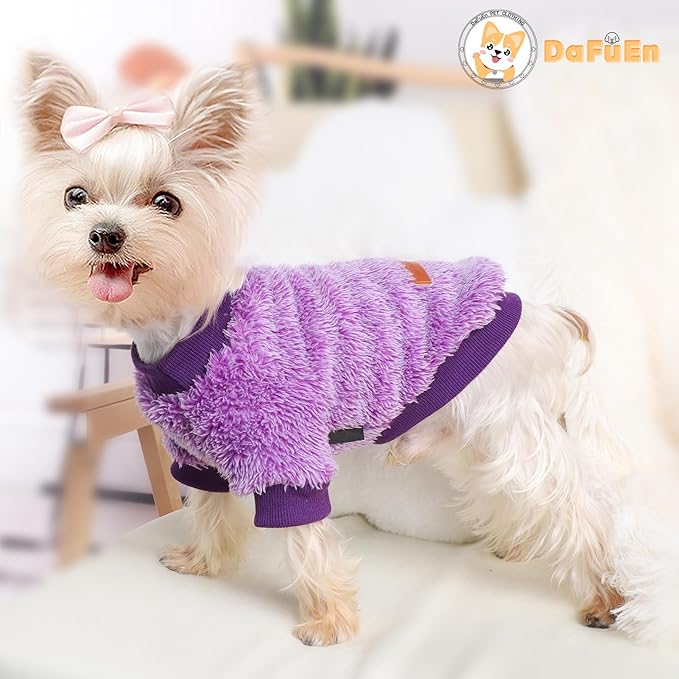 Dog Sweaters for Small Dogs Girl Boy Winter Puppy Sweater Clothes Fleece Warm Pet Outfit for Chihuahua Yorkie Teacup Cute Plain Cold Weather Dog Coat Cat Apparel Clothing (X-Small