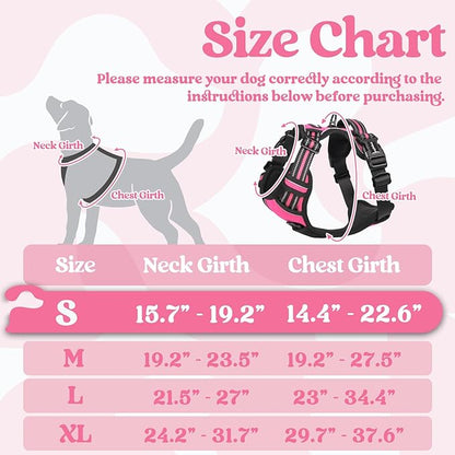 rabbitgoo Dog Harness Small Sized, No Pull Pet Harness with 3 Buckles, Adjustable Soft Padded Dog Vest with Instant Control Handle, Easy Walking Reflective Pet Vest for Small Dogs, Rose Pink, S