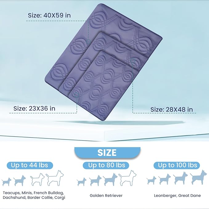 Iced 2.0 Dog Self-Cooling Mat for Large Dog 48"x28", Washable