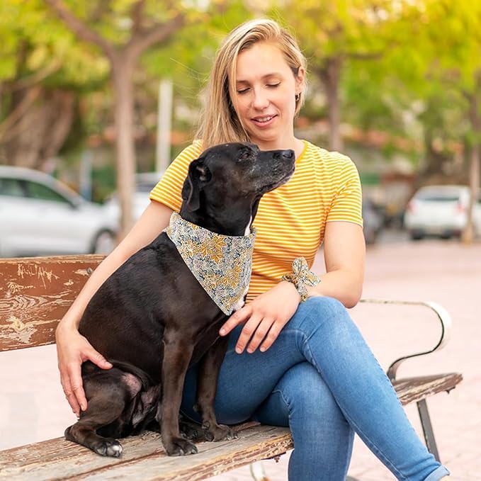E-Clover Fall Dog Bandana & Matching Scrunchie-Leaves Dog