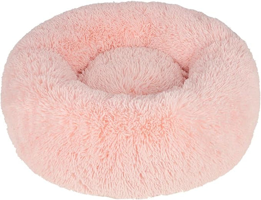 Best Pet Supplies Round Calming Dog Bed with Plush Faux Fur Fabric 27x27x7.5''