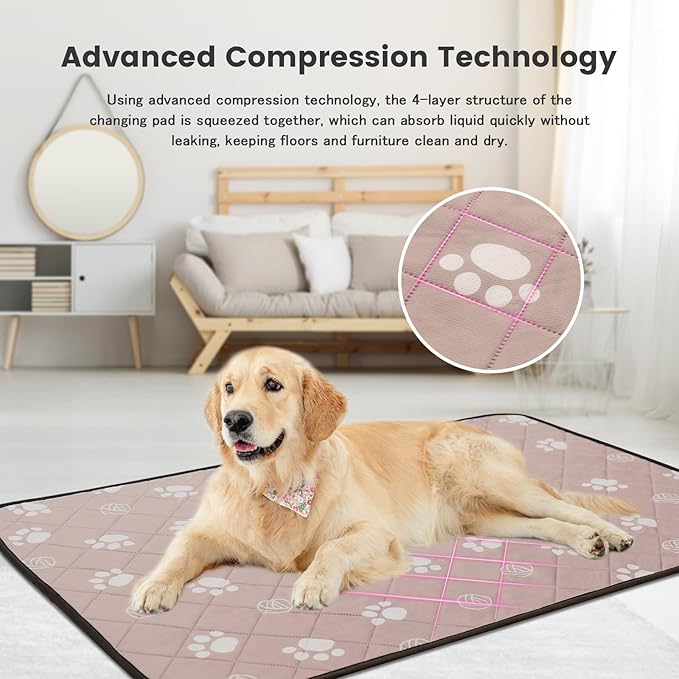 MRSCOZ Non Slip Washable Pee Pads for Dogs 2 Pack 40"x28",Ultra-Absorbent and