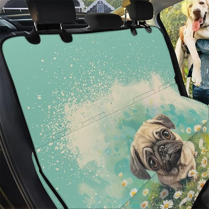 AFPANQZ Pug Dog Car Seat Cover Waterproof Pet