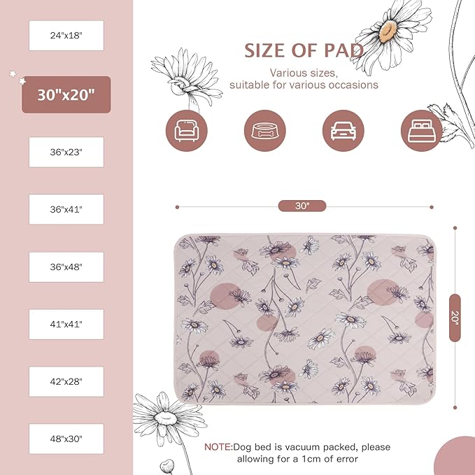 IEUUMLER Washable Pee Pads for Dogs 2 Pack EU007 (Pink 30"X20"-2pcs)