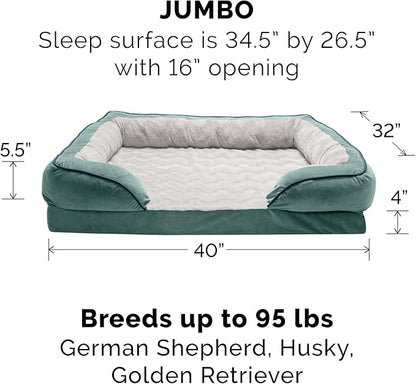 Furhaven Replacement Dog Bed Cover Perfect Comfort Plush & Velvet Waves Sofa-Style