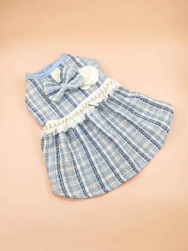 QWINEE 3Pcs Dog Dress & Flower Bow &