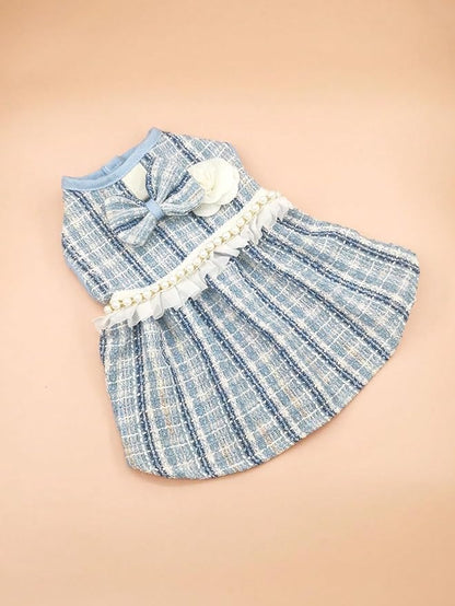 QWINEE 3Pcs Dog Dress & Flower Bow &