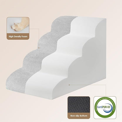 EHEYCIGA Curved Dog Stairs for High Beds 19.7" H 4-Step Dog