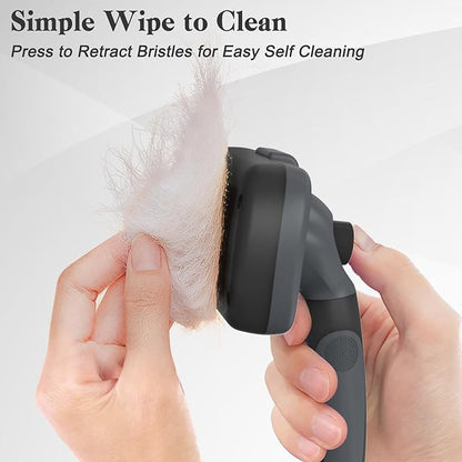 Swihauk Self Cleaning Slicker Brush - Skin Friendly for Dogs & Cats, Deshedding Grooming Tool for Shedding Hair, Puppy Brush for Haired Pets