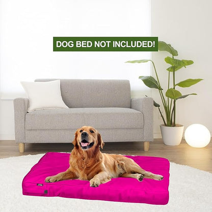 Dog Bed Cover Replacement Washable, Waterproof Large Pet Canvas Dog Crate Kennel Removable Covers with Zipper, 40x27x4 Inches(Pink)