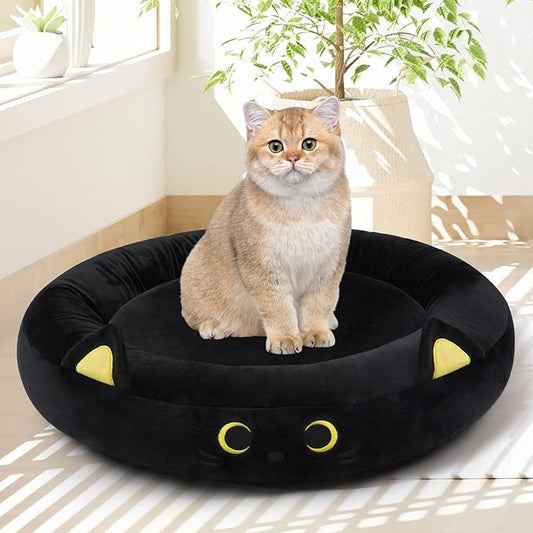 Black Cat Bed Calming Dog Bed