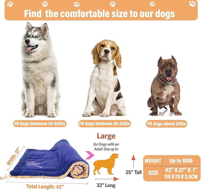 Large Dog Bed Mat 44 Inch Washable Mat Crate Pad