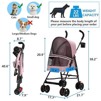 4 Wheels Foldable Pet Stroller