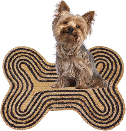 16.5X21 inch Pack of 1 Dog Feeding Mat Cat Pet Dining Mat Natural Jute Material Rug Small Mat for Pet (Dog Chew 16.5"X21")